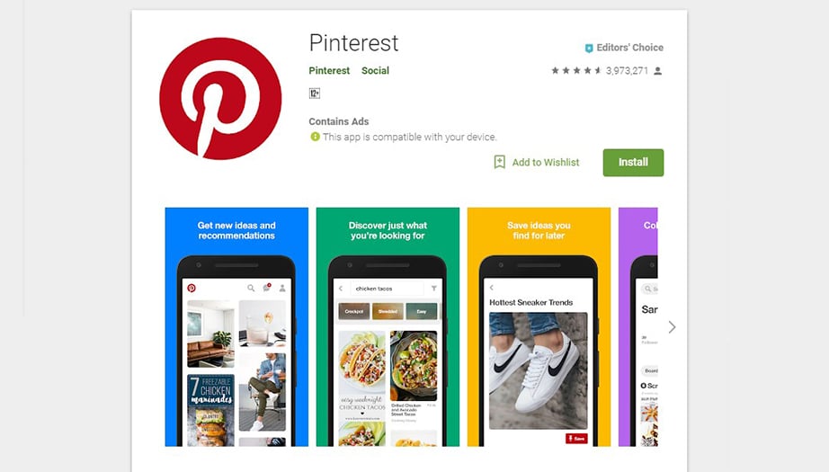 Pinterest social media apps image