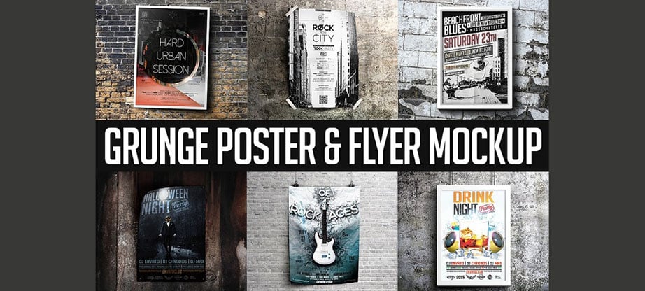 Grunge PSD Mockup Poster & Flyer