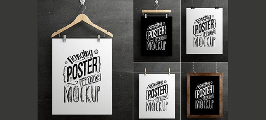 Hanging Poster PSD Frame Mockup