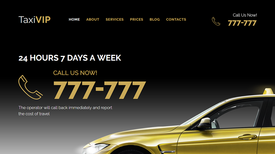 Taxi Vip Responsive Website Template