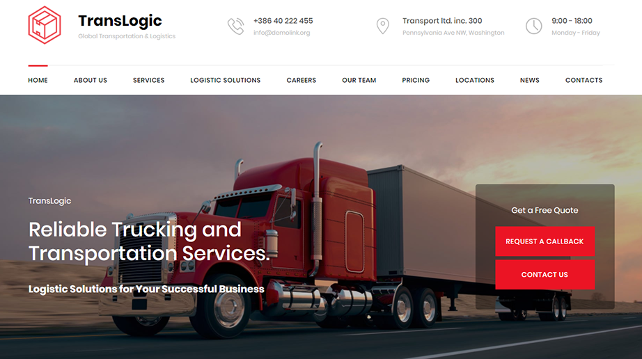 logistic web template transportation homepage image