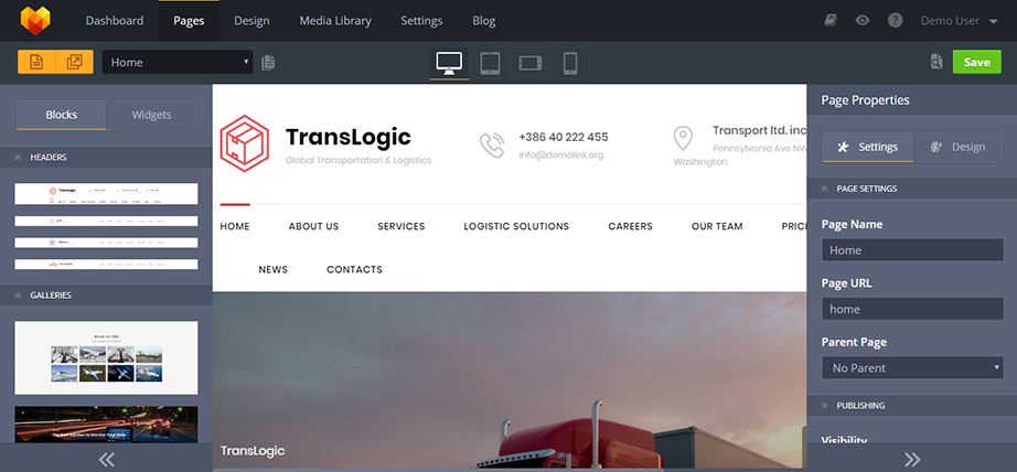 transport website template image