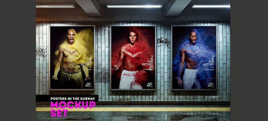 Posters in the Subway Mockup Set
