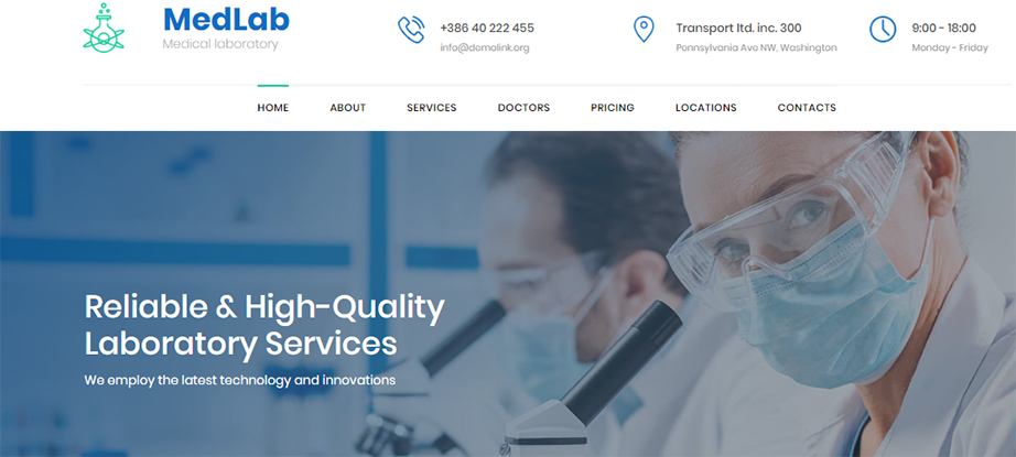 Medical Laboratory Website Template for Clinical and Science Lab