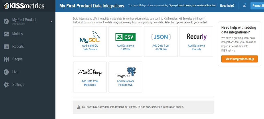 Kissmetrics analytics tool image