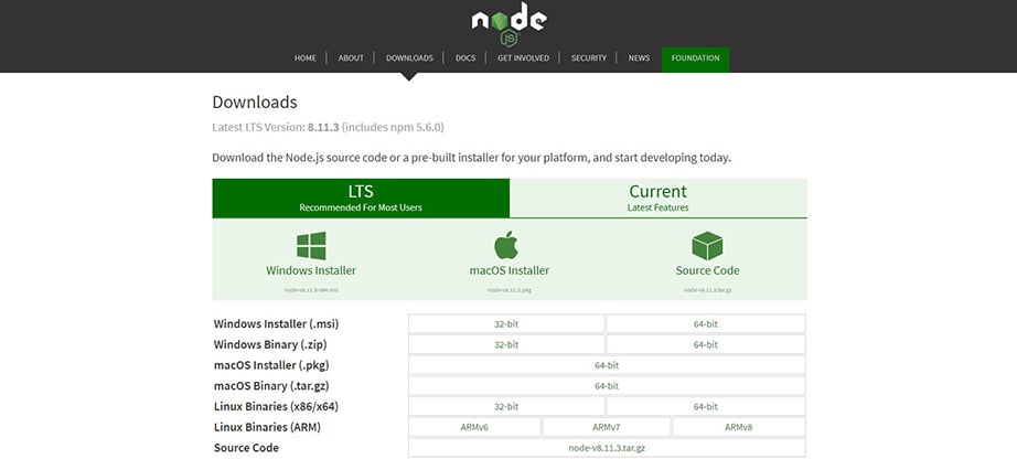 ionic node js development