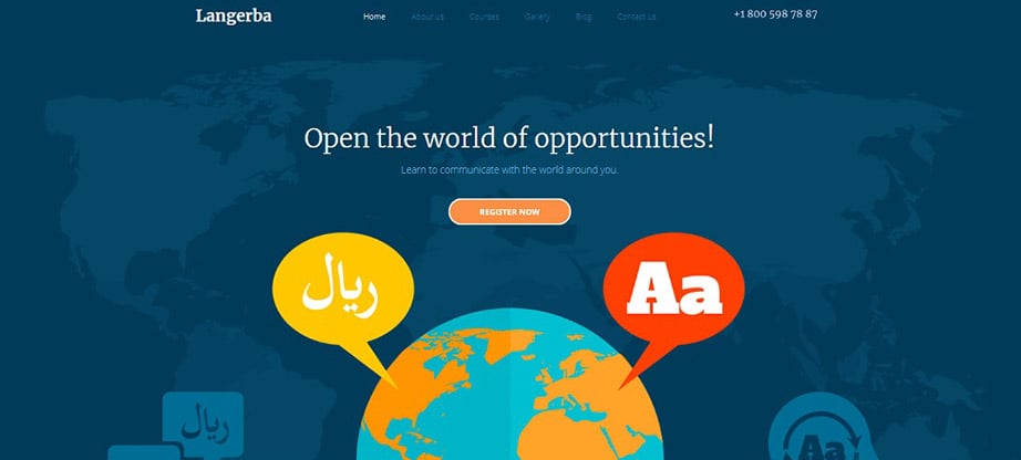 Langerba E-learning Website Template for Online Language Courses