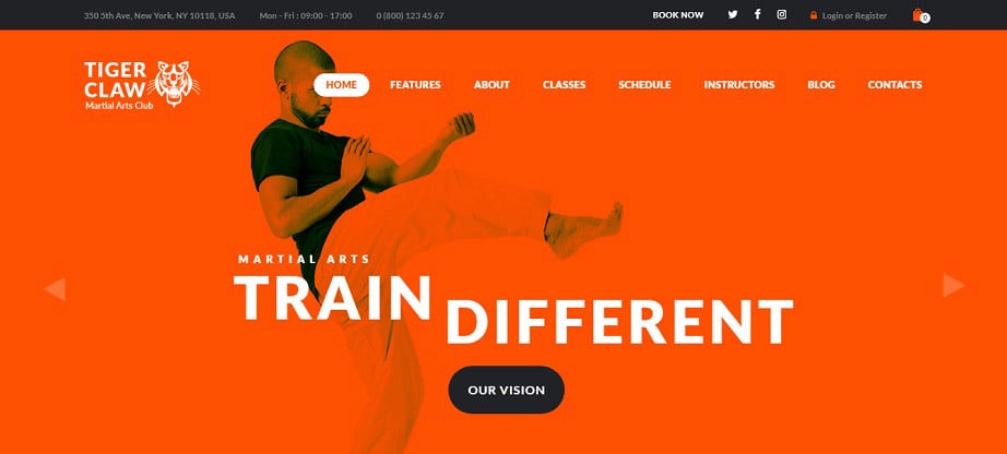 Tiger Claw Martial Arts School and Fitness Website Template