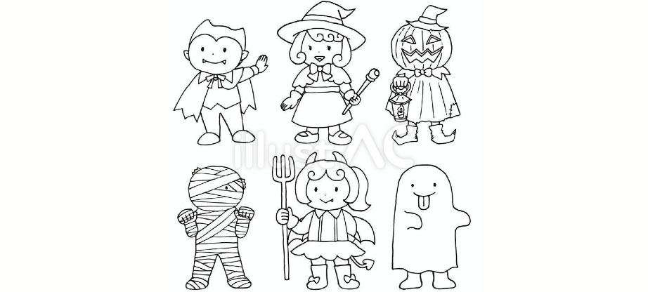 Children in Halloween costumes